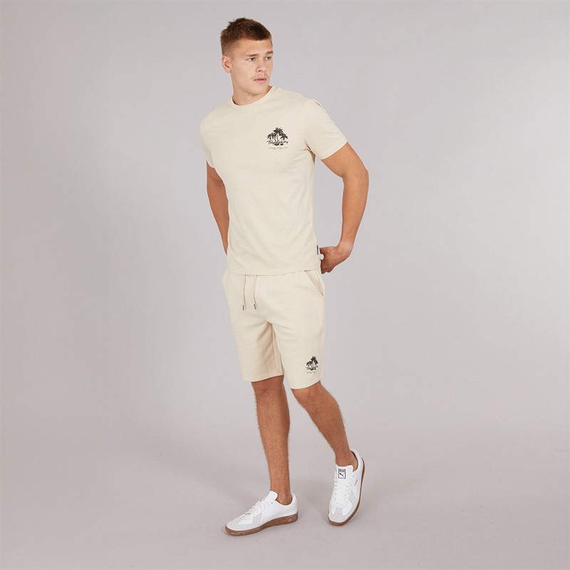 Tokyo Laundry Mens Tokyo Beach T-Shirt And Shorts Set Stone