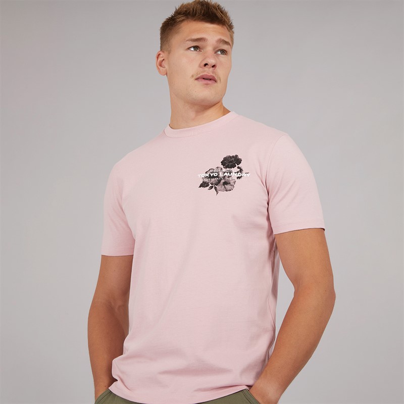 Tokyo Laundry Mens Redact T-Shirt Pink