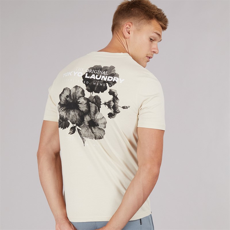 Tokyo Laundry Mens Redact T-Shirt Sand