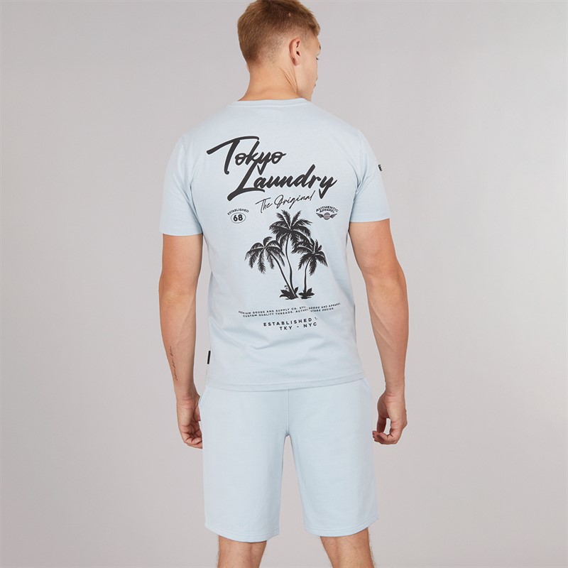 Tokyo Laundry Mens Tokyo Beach T-Shirt And Shorts Set Blue