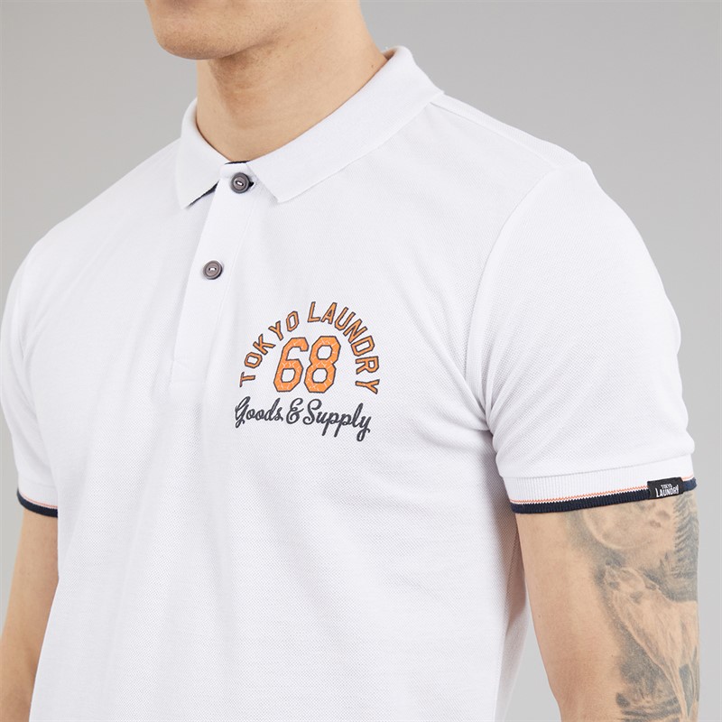Tokyo Laundry Mens Sporty Polo Shirt Optic White