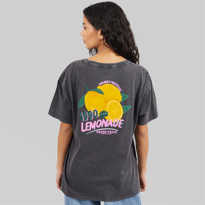 Tokyo Laundry Womens Cairo T-Shirt Acid Wash Charcoal