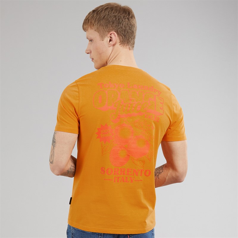 Tokyo Laundry Mens Men's Juice T-Shirt Orange Apricot