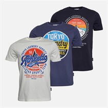 Tokyo Laundry Mens Allstar Three Pack Graphic T-Shirts Multi