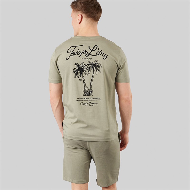 Tokyo Laundry Mens Tamanna T-Shirt And Jersey Shorts Set Seagrass