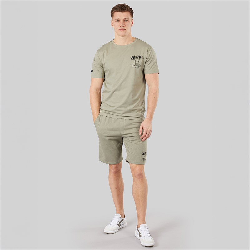 Tokyo Laundry Mens Tamanna T-Shirt And Jersey Shorts Set Seagrass