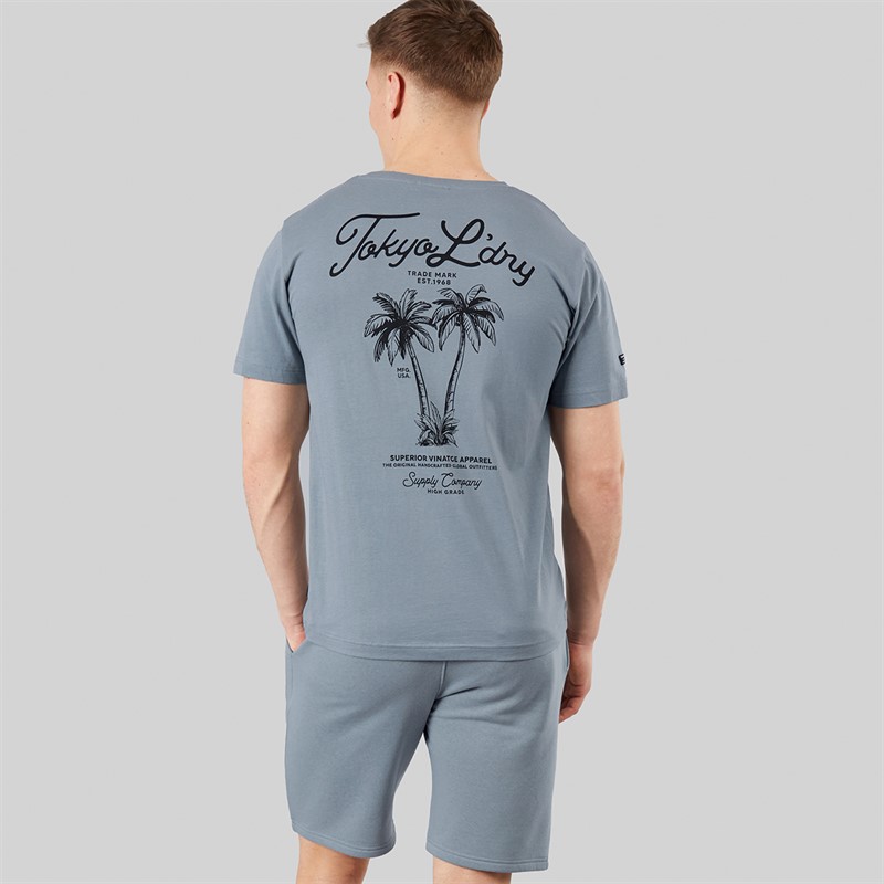 Tokyo Laundry Mens Men's Tamanna T-Shirt And Jersey Shorts Co-Ord Set Set Cool Grey