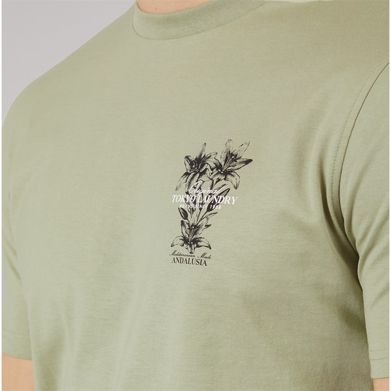 Tokyo Laundry Mens Men's Talmai T-Shirt Seagrass