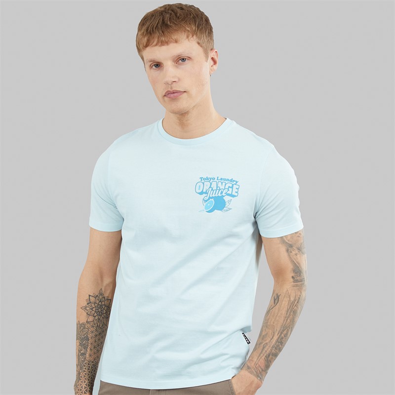 Tokyo Laundry Mens Men's Orange Juice T-Shirt Blue Delicate Blue