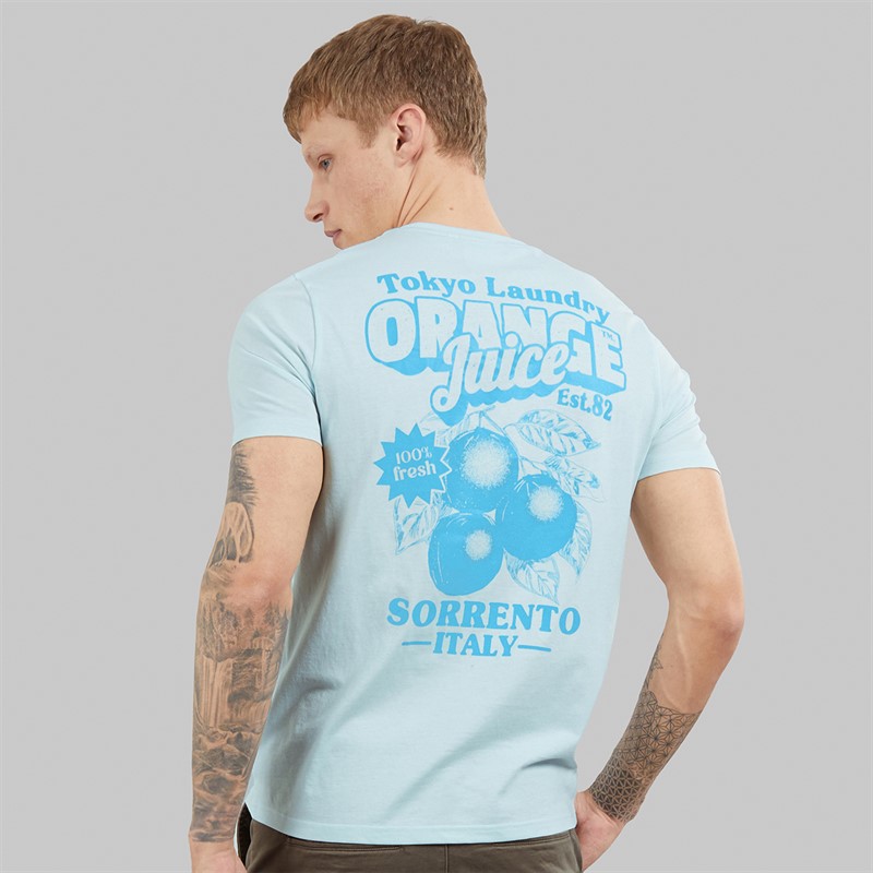 Tokyo Laundry Mens Men's Orange Juice T-Shirt Blue Delicate Blue