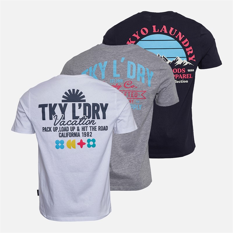 Tokyo Laundry Mens Union Three Pack Graphic T-Shirts Multi
