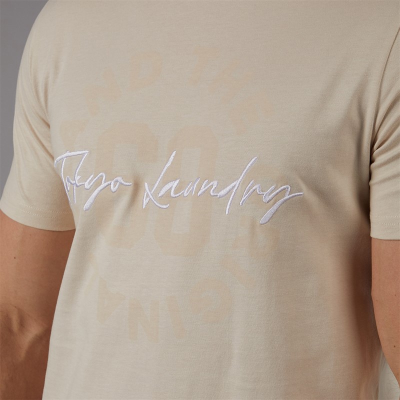 Tokyo Laundry Mens Men's Carcle T-Shirt Stone