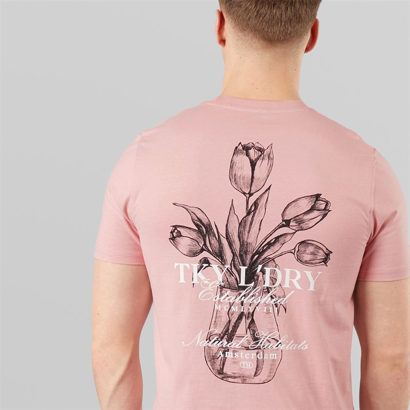 Tokyo Laundry Mens Tassos T-Shirt Pink
