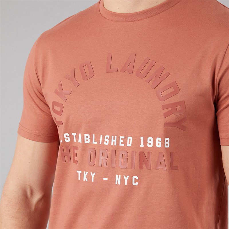 Tokyo Laundry Mens Lewes T-Shirt Peachy