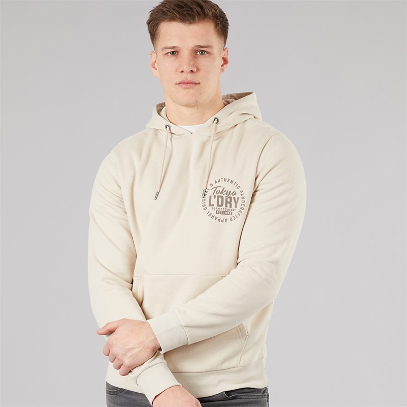 Tokyo Laundry Mens Carragher Hoodie Stone Rainy Day