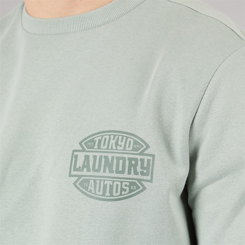 Tokyo Laundry Mens Carvalho Crew Neck Sweatshirt Green Jadeite