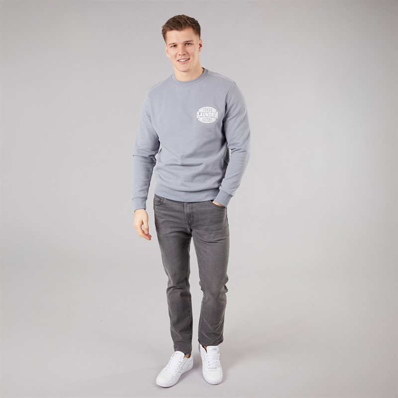 Tokyo Laundry Mens Carvalho Crew Neck Sweatshirt Blue Tradewinds
