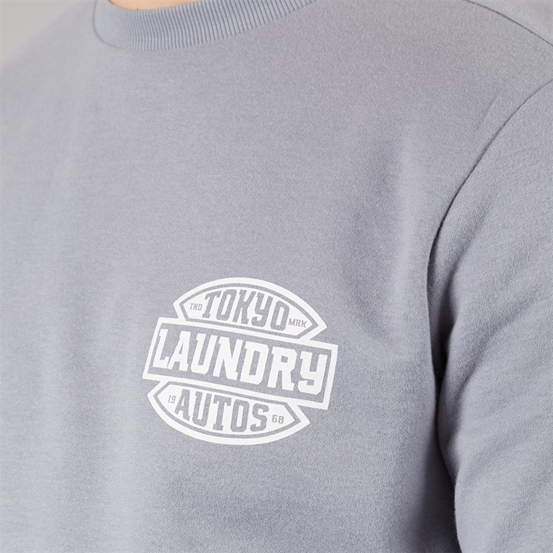 Tokyo Laundry Mens Carvalho Crew Neck Sweatshirt Blue Tradewinds