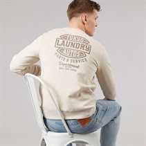 Tokyo Laundry Mens Carvalho Crew Neck Sweatshirt Stone Rainy Day