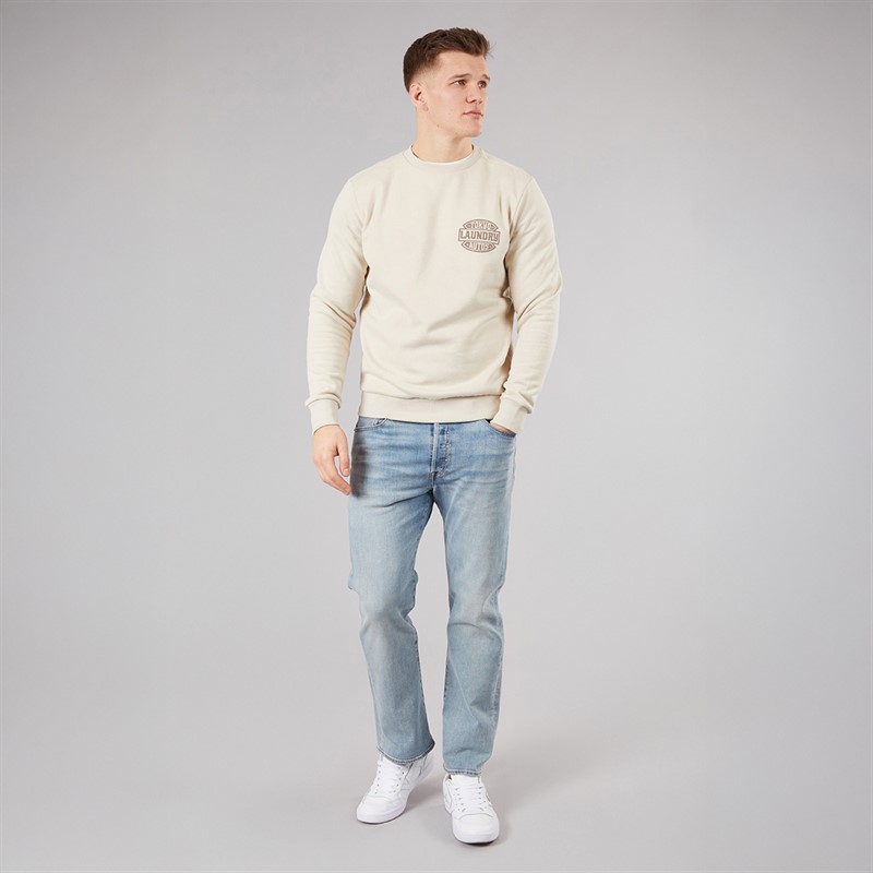 Tokyo Laundry Mens Carvalho Crew Neck Sweatshirt Stone Rainy Day