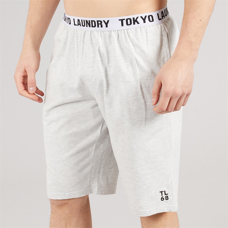 Tokyo Laundry Mens Emre Jersey Lounge Shorts Light Grey