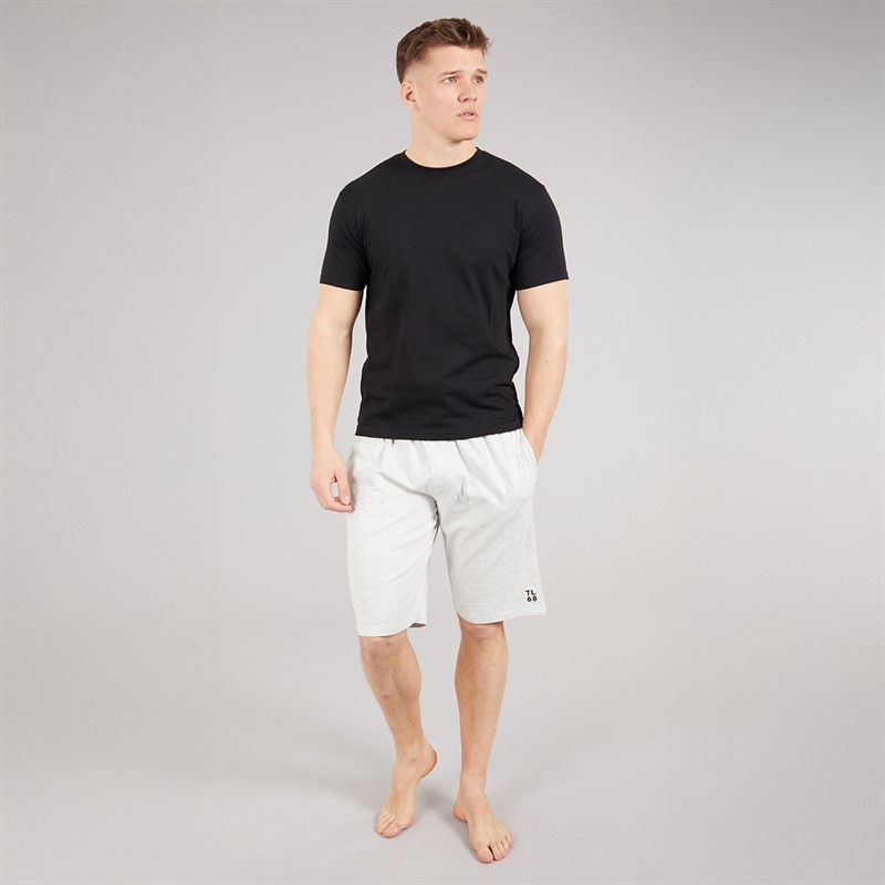 Tokyo Laundry Mens Emre Jersey Lounge Shorts Light Grey