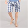 Tokyo Laundry Mens Medi Woven Checked Lounge Shorts Skipper Blue