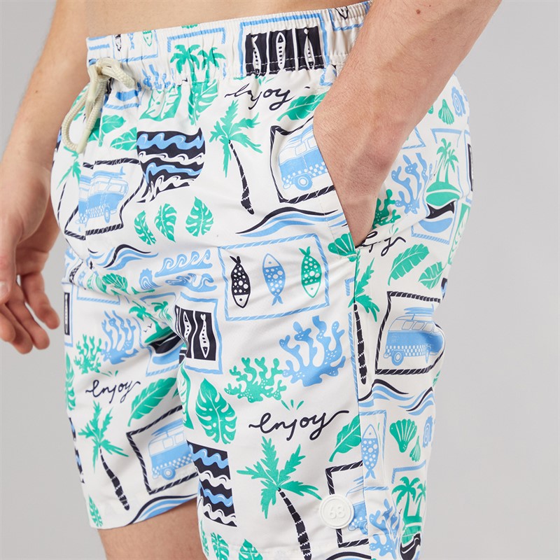 Tokyo Laundry Mens Taifa Swim Shorts White