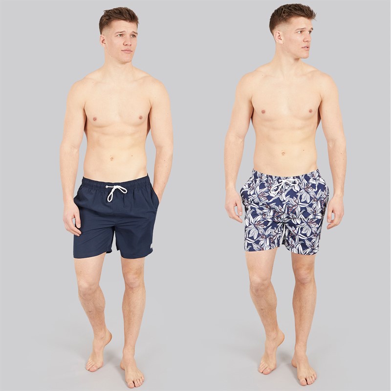 Tokyo Laundry Mens Tahan Two Pack Swim Shorts Multi