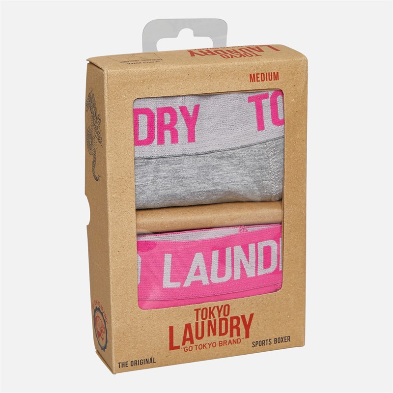 Tokyo Laundry Mens Whiston Two Pack Boxers Light Grey Marl