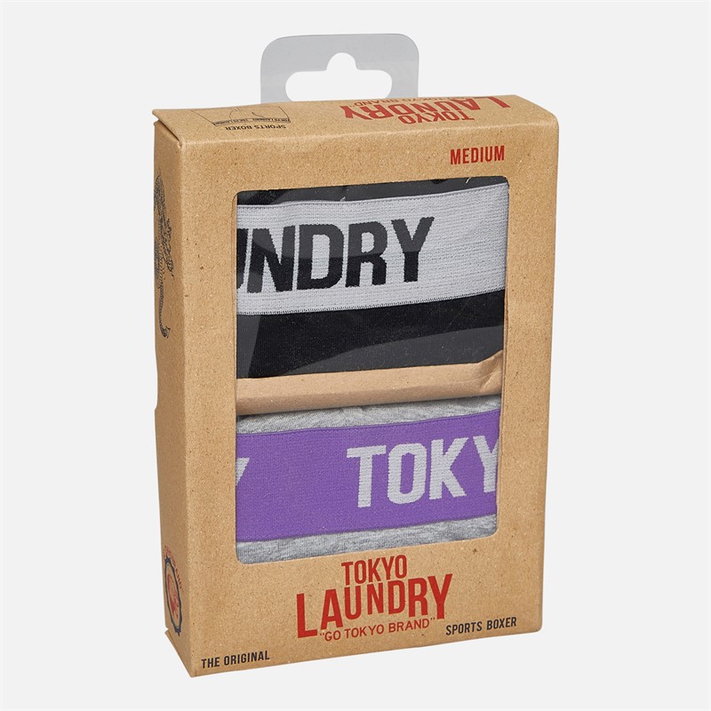 Tokyo Laundry Mens Wilton Two Pack Boxers Light Grey Marl