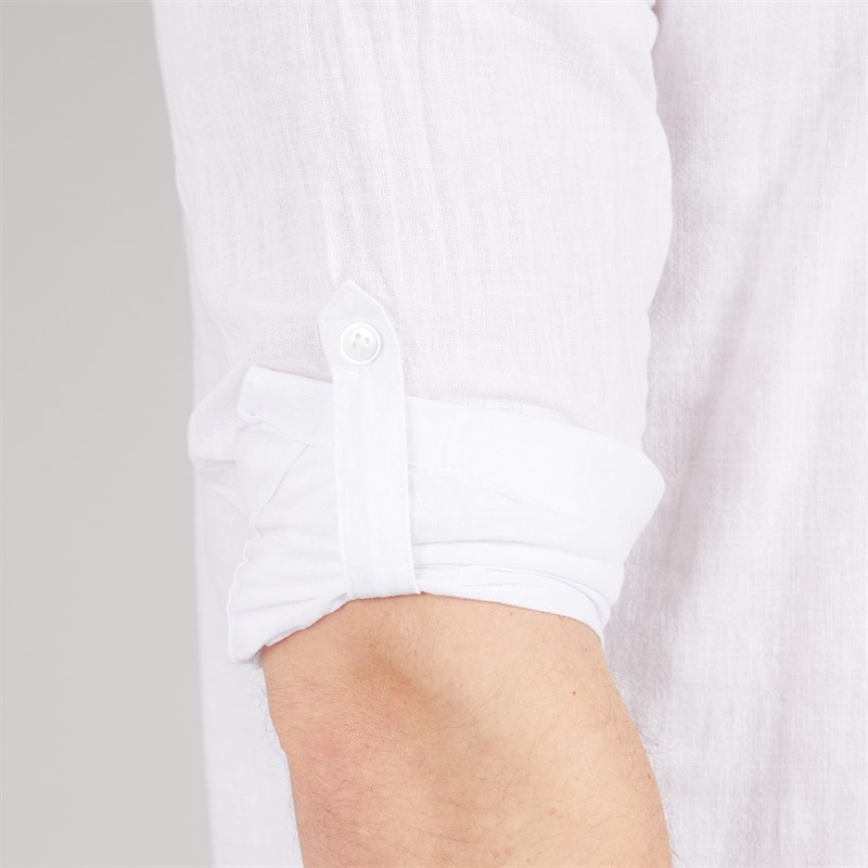 Tokyo Laundry Mens Helios Linen Long Sleeve Shirt White