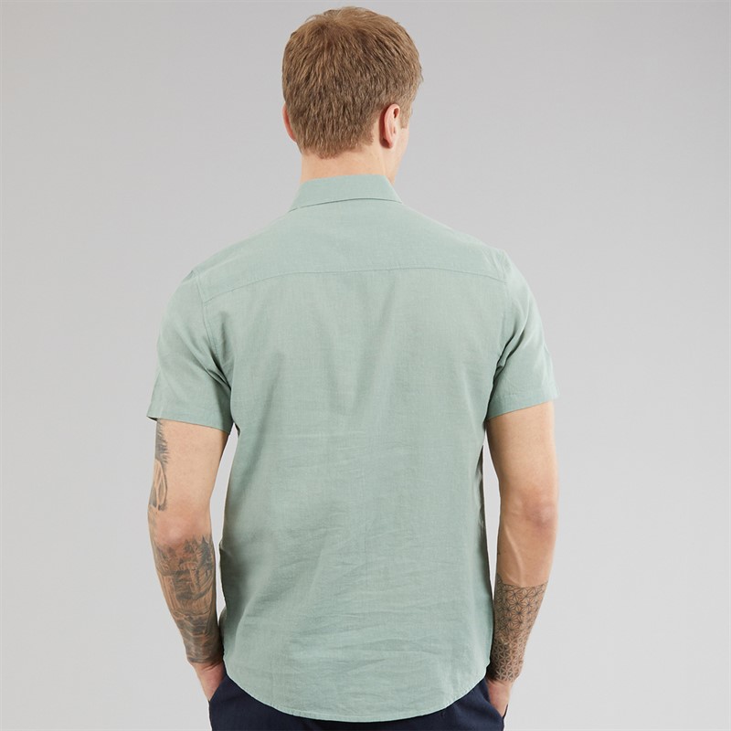 Tokyo Laundry Mens Bertrand Linen Short Sleeve Shirt Sage