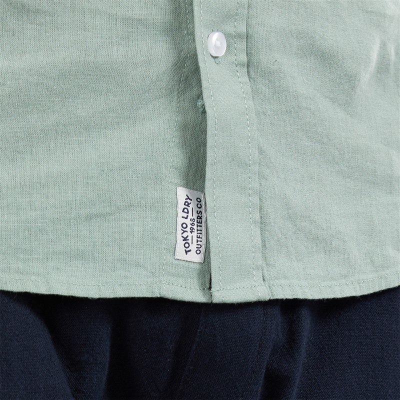 Tokyo Laundry Mens Bertrand Linen Short Sleeve Shirt Sage