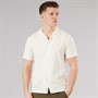 Tokyo Laundry Mens Kanaloa Dobby Checked Short Sleeve Shirt Cream
