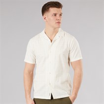 Tokyo Laundry Mens Kanaloa Dobby Checked Short Sleeve Shirt Cream