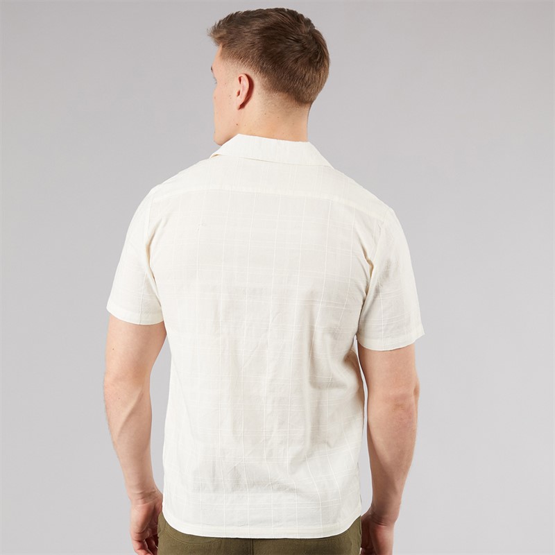 Tokyo Laundry Mens Kanaloa Dobby Checked Short Sleeve Shirt Cream