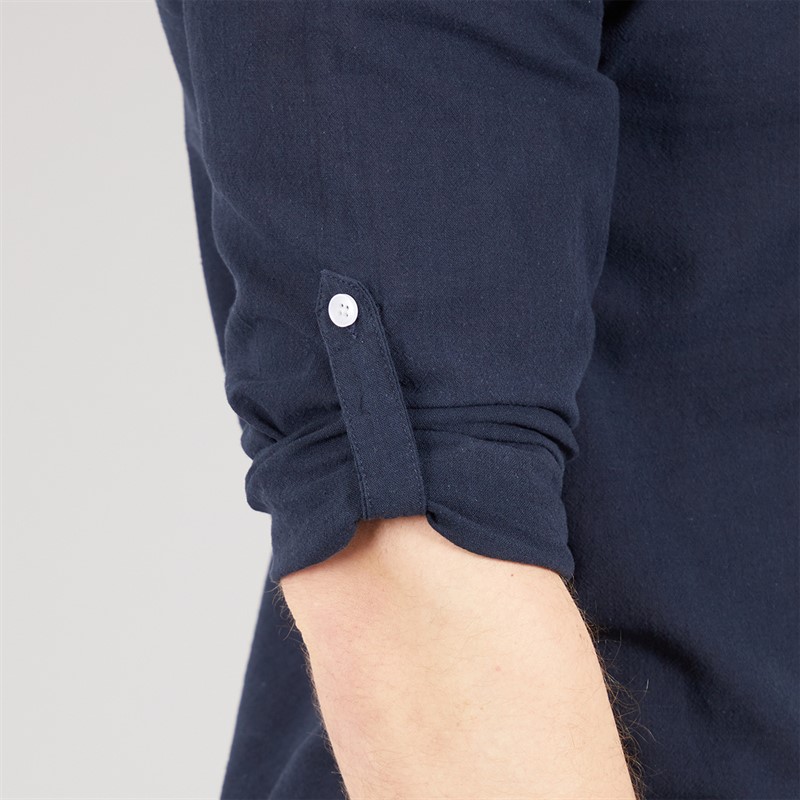 Tokyo Laundry Mens Helios Linen Long Sleeve Shirt Navy Sky Captain Navy