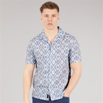 Tokyo Laundry Mens Malay Short Sleeve Shirt Blue Subdued Blue
