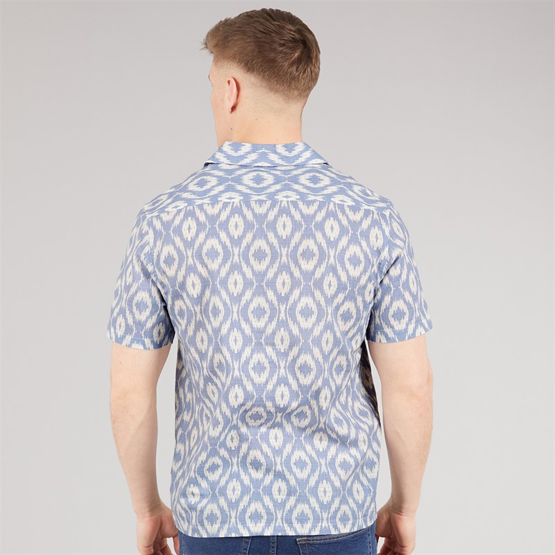 Tokyo Laundry Mens Malay Short Sleeve Shirt Blue Subdued Blue
