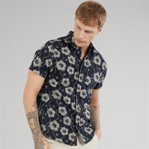Tokyo Laundry Mens Pua Kala AOP Short Sleeve Shirt Navy
