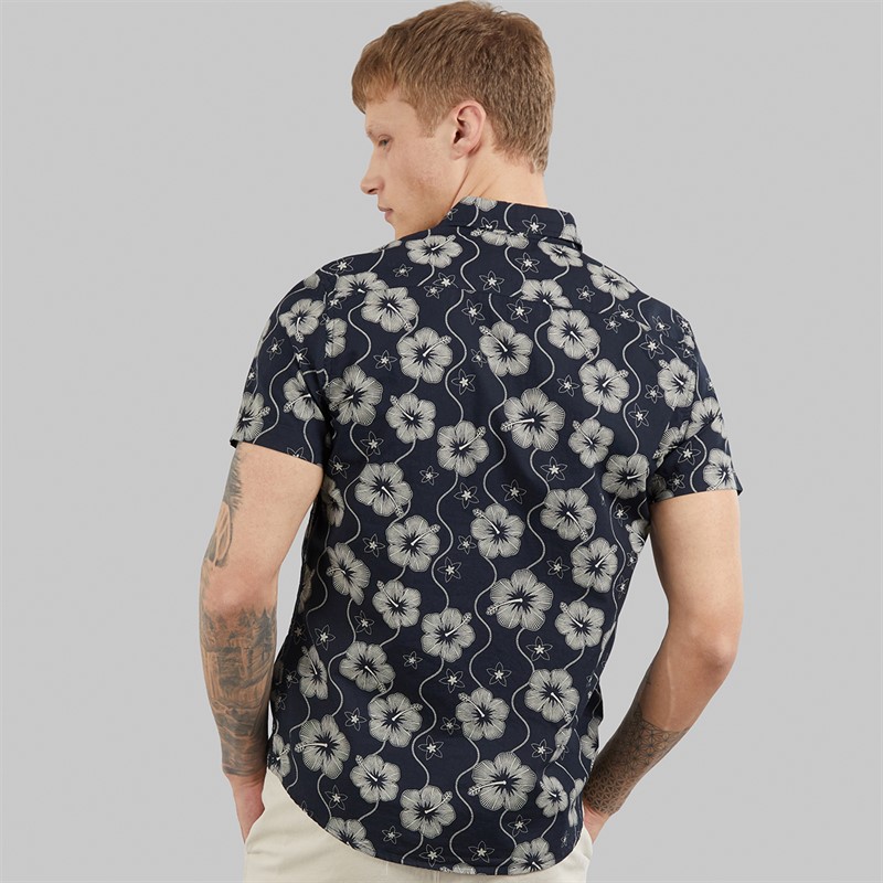 Tokyo Laundry Mens Pua Kala AOP Short Sleeve Shirt Navy