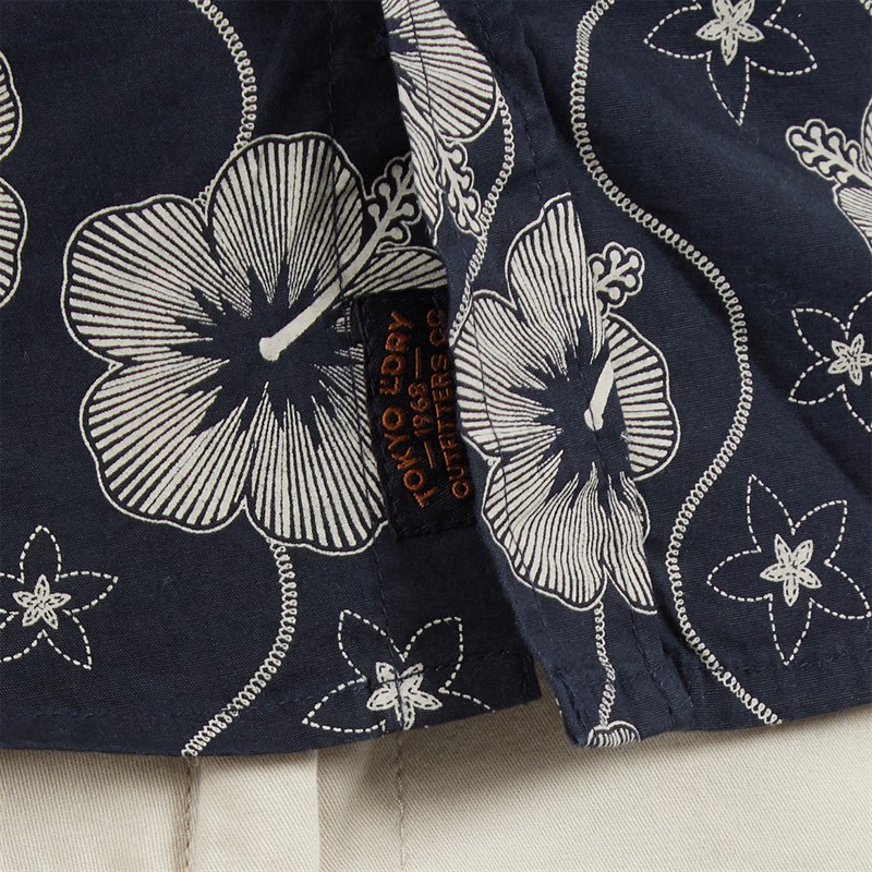 Tokyo Laundry Mens Pua Kala AOP Short Sleeve Shirt Navy
