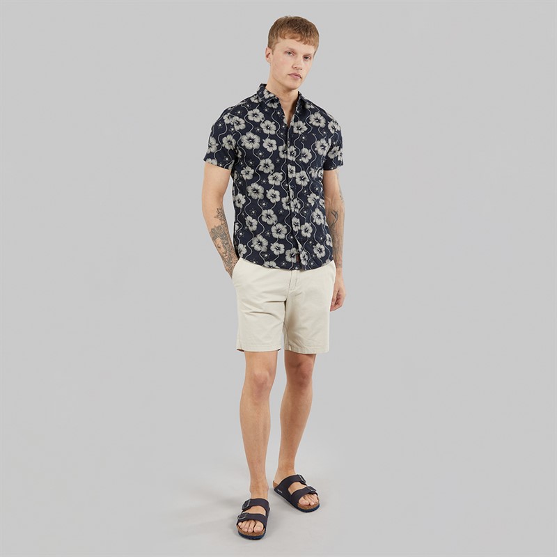 Tokyo Laundry Mens Pua Kala AOP Short Sleeve Shirt Navy