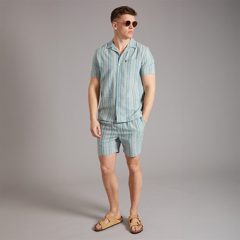 Tokyo Laundry Mens Zuke Stripe Woven Shorts Green Stripe