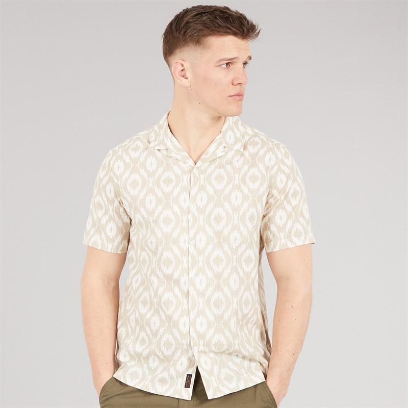 Tokyo Laundry Mens Malay Short Sleeve Shirt Stone Peyote