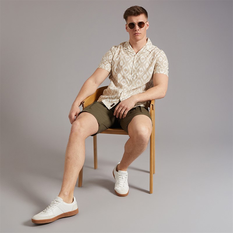 Tokyo Laundry Mens Malay Short Sleeve Shirt Stone Peyote