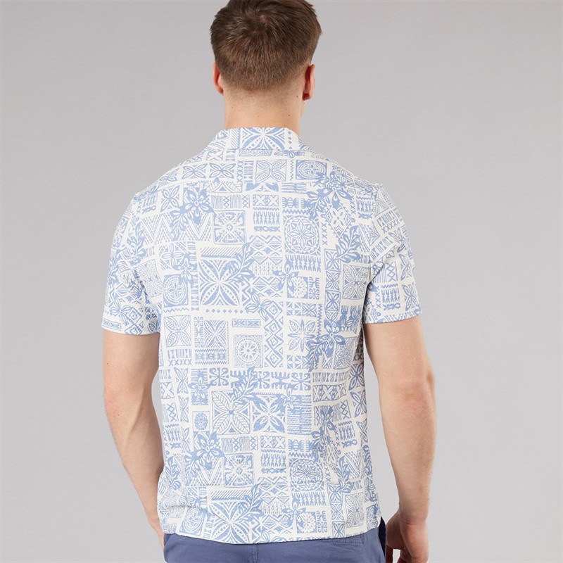 Tokyo Laundry Mens Tiki Short Sleeve Shirt Blue