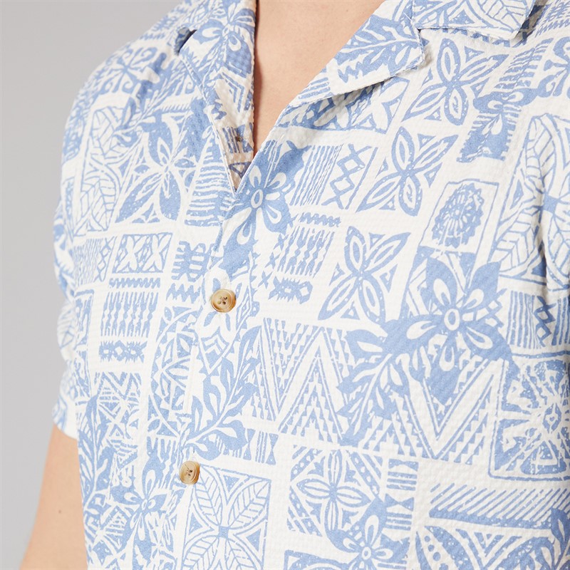 Tokyo Laundry Mens Tiki Short Sleeve Shirt Blue