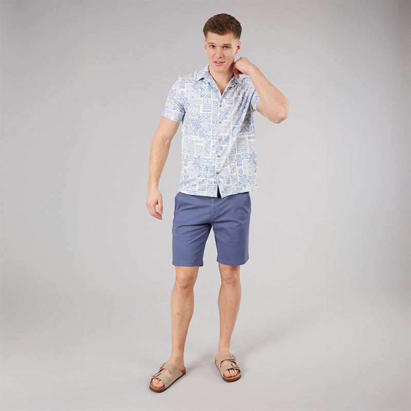 Tokyo Laundry Mens Tiki Short Sleeve Shirt Blue